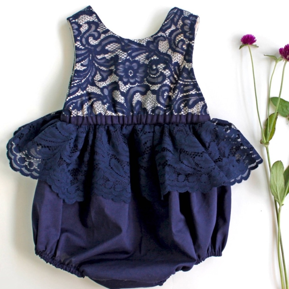 Handmade Lace Baby Girl Bubble Romper